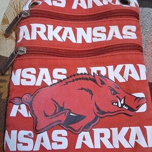 Robin Ruth Red and White Pouch 260754   8" X 6 "